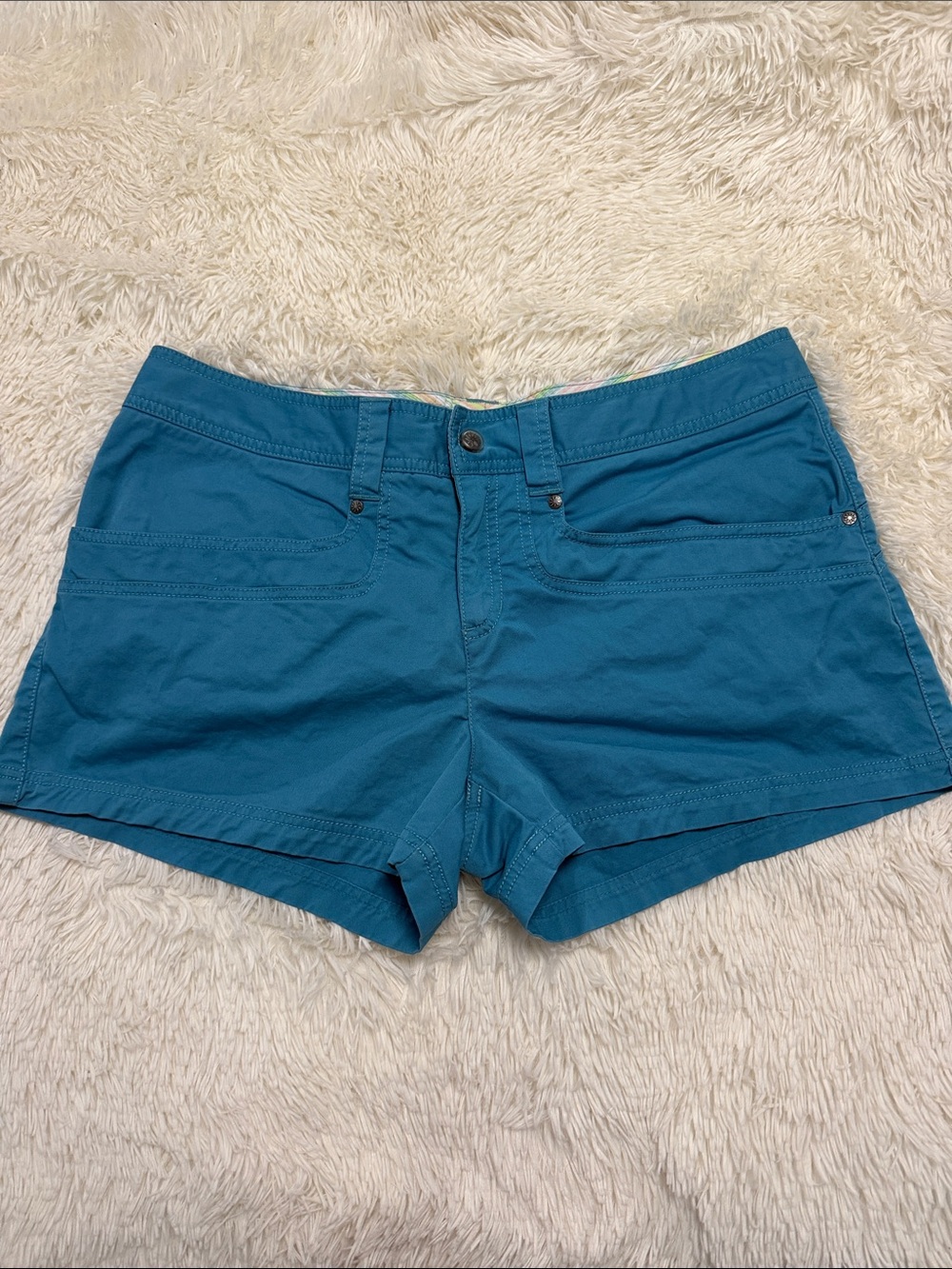 Athleta Teal Cotton-Blend Shorts